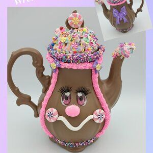 Gingerbread Teapot, Teapot, Candyland Teapot, Gingerbread Decor, Candyland Decor